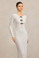 Kaiser Long Sleeves Bowknot Hollow Out Maxi Dress