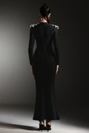 Saloha Long Sleeves Diamond Slit Fish Tail Bandage Maxi Dress