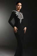 Saloha Long Sleeves Diamond Slit Fish Tail Bandage Maxi Dress