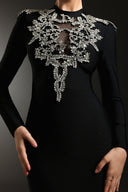 Saloha Long Sleeves Diamond Slit Fish Tail Bandage Maxi Dress