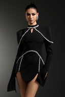 Teagan Long Sleeves High Neck Irregular Puff Sleeves Mini Dress