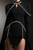 Teagan Long Sleeves High Neck Irregular Puff Sleeves Mini Dress