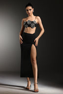 Shaylah Sleeveless Flower Slit Bandage Maxi Two Piece Set