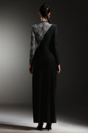 Wenie Long Sleeves Flower Slit Maxi Dress