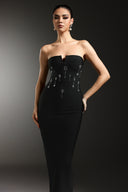 Sharnee Sleeveless Diamond V-Neck Bandage Maxi Dress