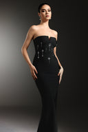 Sharnee Sleeveless Diamond V-Neck Bandage Maxi Dress