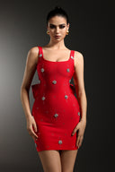 Marne Sleeveless Diamond Bow Bandage Mini Dress