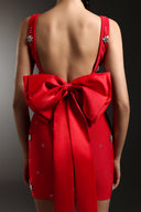 Marne Sleeveless Diamond Bow Bandage Mini Dress