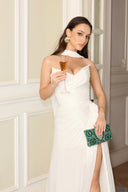 Verdad Pleated strapless maxi wedding dress