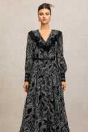 Nailah V-Neck Long Sleeves Lace Folds Maxi Dress