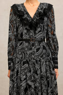 Nailah V-Neck Long Sleeves Lace Folds Maxi Dress