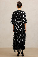 Quanne Short Sleeves Folds Maxi Dress
