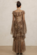 Leko Leopard Print Folds Maxi Dress