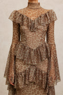 Leko Leopard Print Folds Maxi Dress