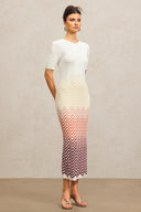 Viney Round Neck Short Sleeves Midi Dress