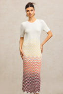 Viney Round Neck Short Sleeves Midi Dress