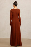 Juny Long Sleeves Flower Maxi Dress
