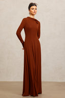 Juny Long Sleeves Flower Maxi Dress