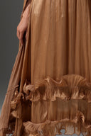 Janiyah High Neck Cape Tie Ruffle Pleated Maxi Dress