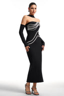 Lokama Strapless Rhinestone Bandage Maxi Dress