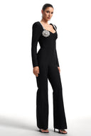 Liaco Sweetheart Neck Rhinestone Bandage Jumpsuit