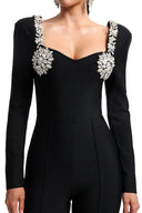 Liaco Sweetheart Neck Rhinestone Bandage Jumpsuit