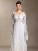 Eren V-neck Bohemia Lace Trailing maxi wedding dress