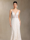 Vallea Lace V-neck Backless Slit Trailing maxi dress
