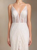 Vallea Lace V-neck Backless Slit Trailing maxi dress