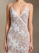 Thea Sling V-neck Sequins Lace maxi wedding dress