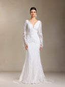 Lexi Patchwork lace Long sleeves Tassel maxi wedding dress