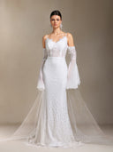 Ulasa Tassel Lace Sling Flared sleeves maxi wedding dress
