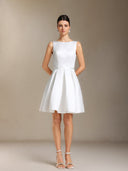 Halee Backless Bow Bow Mini wedding dress