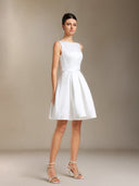 Halee Backless Bow Bow Mini wedding dress