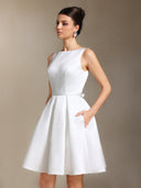 Halee Backless Bow Bow Mini wedding dress