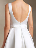 Halee Backless Bow Bow Mini wedding dress