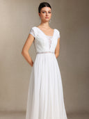Scala Lace Chiffon Backless Trailing maxi wedding dress