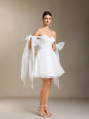 Saloiy Organza Bow Binding strap Three-dimensional cutting Mini wedding dress