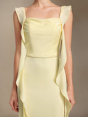 Elosie One-shoulder Bow Ribbon maxi wedding dress