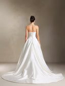 Megan Bare shoulders Pleated Trailing Satin maxi wedding dress