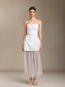 Ginny Chest smearing Mesh yarn Three-dimensional flower maxi dress