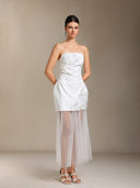 Ginny Chest smearing Mesh yarn Three-dimensional flower maxi dress