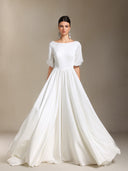 Halli Backless Mid-length sleeves Trailing maxi wedding dress