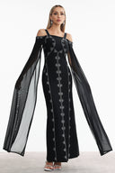 Dizzt Rhinestone Bandage Maxi Dress