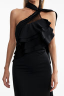 Willa Sleeveless Halter Flounce Maxi Dress