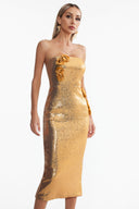 Muera Strapless Sequin Floral Maxi Dress
