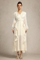 Doma Long Sleeves Folds Maxi Dress