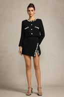 Wola Long Sleeves Pearl Top And Skirt Two-Piece Set
