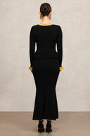 Rumi Round Neck Long Sleeves Fishtail Maxi Dress