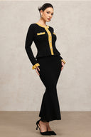 Rumi Round Neck Long Sleeves Fishtail Maxi Dress